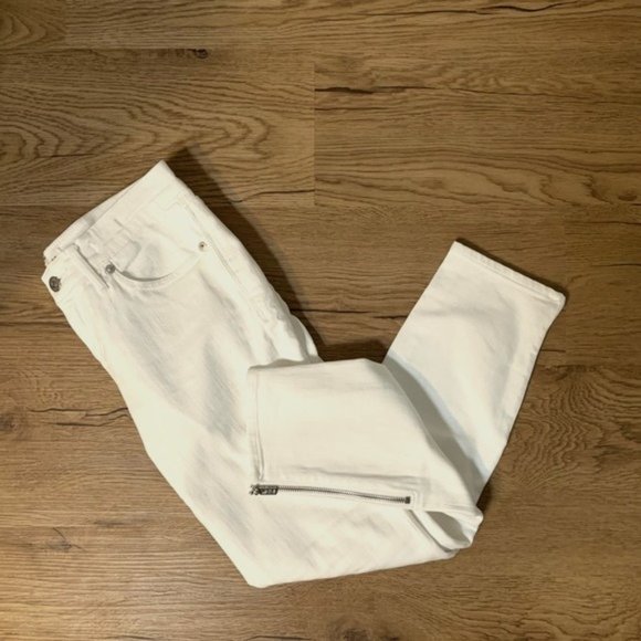 MADEWELL| WHITE ZIPPER CROPPED JEANS - Picture 1 of 1